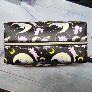 Unbranded Cat and Moon Print Makeup Bag – Multifunctional Cosmetic Organizer